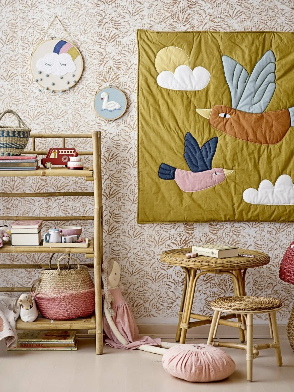 Panier champignon en fibres naturelles rouge Corintha -Bloomingville mini