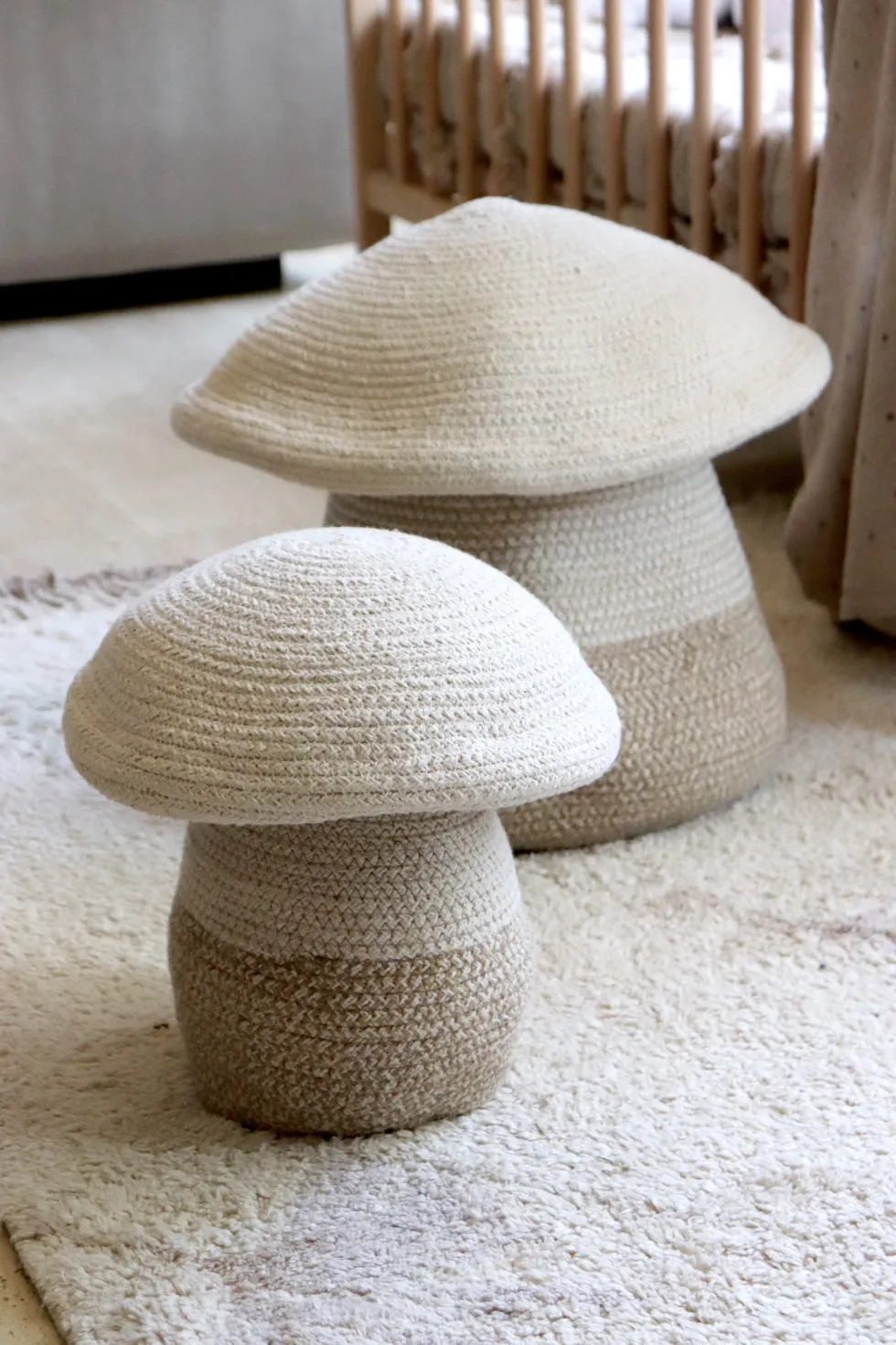 Panier de rangement en coton beige 23 x 27 cm Mushroom - Lorena Canals