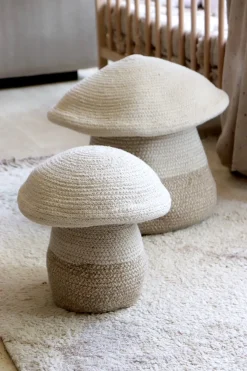 Panier de rangement en coton beige 23 x 27 cm Mushroom - Lorena Canals