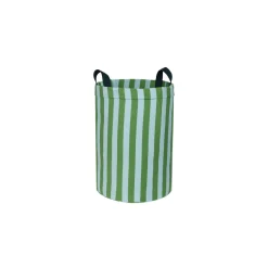 Panier de rangement rond en coton bio à rayures vert et bleu 36 x 47 cm - Nobodinoz