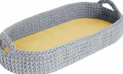 Panier à langer en crochet gris clair et matelas Moses - Happy Moses
