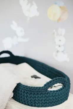 Panier à langer en crochet pétrole et matelas Moses - Happy Moses