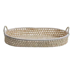 Panier à langer en fibres naturelles et tissu 78x43cm - Happy Moses