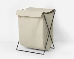 Panier à linge 100% coton structure métallique ficelles de cuir 50 x 65 x 40 Herman - Ferm Living