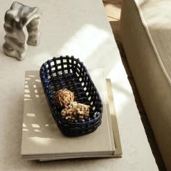 Panier ovale céramique bleu 30 x 8,5 x 15 cm - Ferm Living