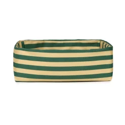 Panier à pain en coton bio à rayures vert et jaune 28 x 16 x 10 cm - Nobodinoz