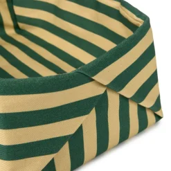 Panier à pain en coton bio à rayures vert et jaune 28 x 16 x 10 cm - Nobodinoz