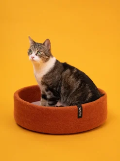 Panier rond pour chat en laine rouille et lavande 40cm Lora - Myfelt