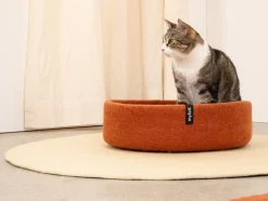 Panier rond pour chat en laine rouille et lavande 40cm Lora - Myfelt