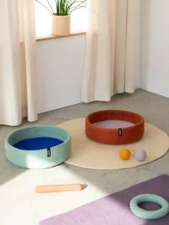 Panier rond pour chat en laine turquoise et bleu royal 40cm Fine - Myfelt