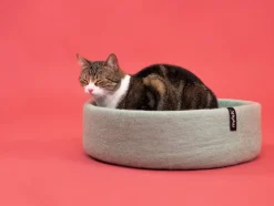 Panier rond pour chat en laine turquoise et bleu royal 40cm Fine - Myfelt