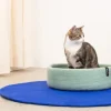 Panier rond pour chat en laine turquoise et bleu royal 60cm Fine - Myfelt