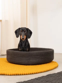 Panier rond pour chien en laine anthracite et marron 60cm Kuno - Myfelt