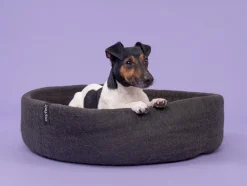 Panier rond pour chien en laine anthracite et marron 60cm Kuno - Myfelt