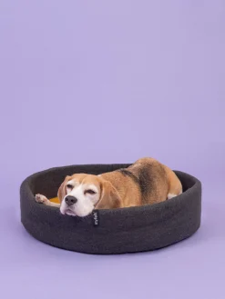 Panier rond pour chien en laine anthracite et ocre 60cm Kuno - Myfelt
