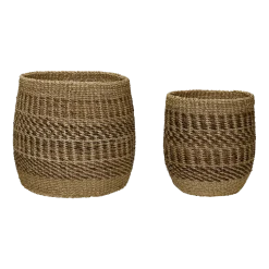 2 Paniers en abaca ocre - Hübsch