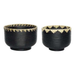 2 Paniers en rotin noir Blackie - Hübsch