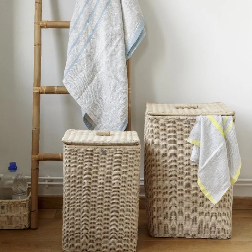 2 Paniers à linge rectangulaires en rotin naturel - KOK