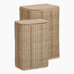 2 Paniers à linge rectangulaires en rotin naturel - KOK