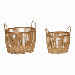 2 Paniers ronds en bambou avec anse - Hübsch