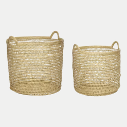 2 Paniers tressés en rotin avec anse