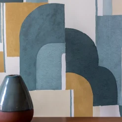 Papier peint art déco bleu 192x270 cm Syntone - Edito