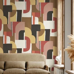 Papier peint art déco rouge 192x270 cm Syntone - Edito