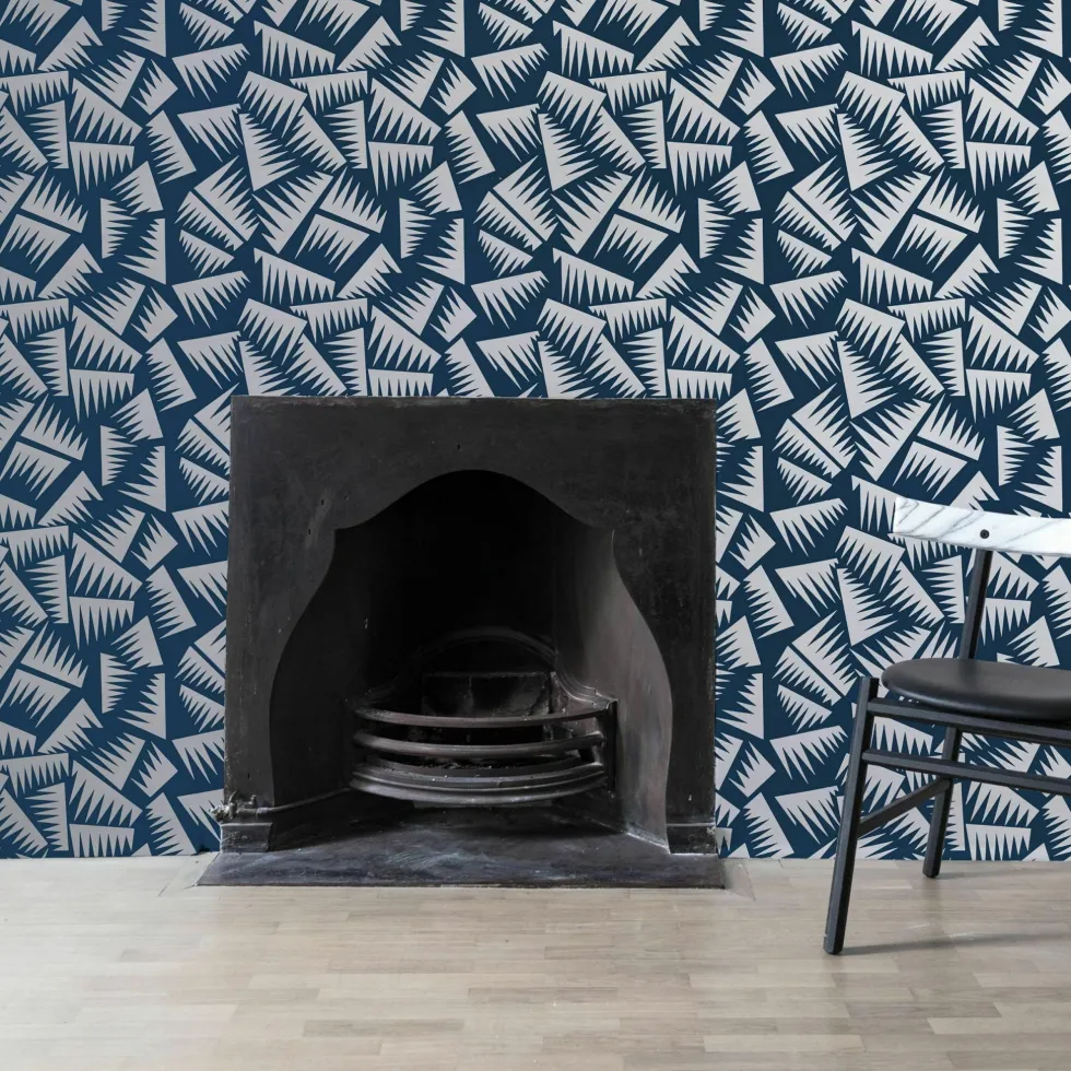 Papier peint bleu et argent Jer - La Chance