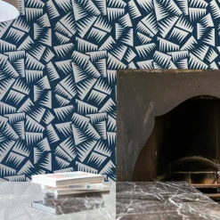 Papier peint bleu et argent Jer - La Chance