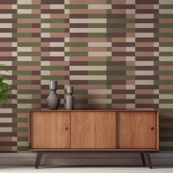 Papier peint intissé terracotta et vert 192x270 cm Bauhaus - Edito
