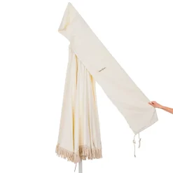Parasol rond en tissu blanc antique 229cm The Patio - Business & Pleasure