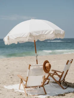 Parasol rond en tissu blanc antique The Premium - Business & Pleasure