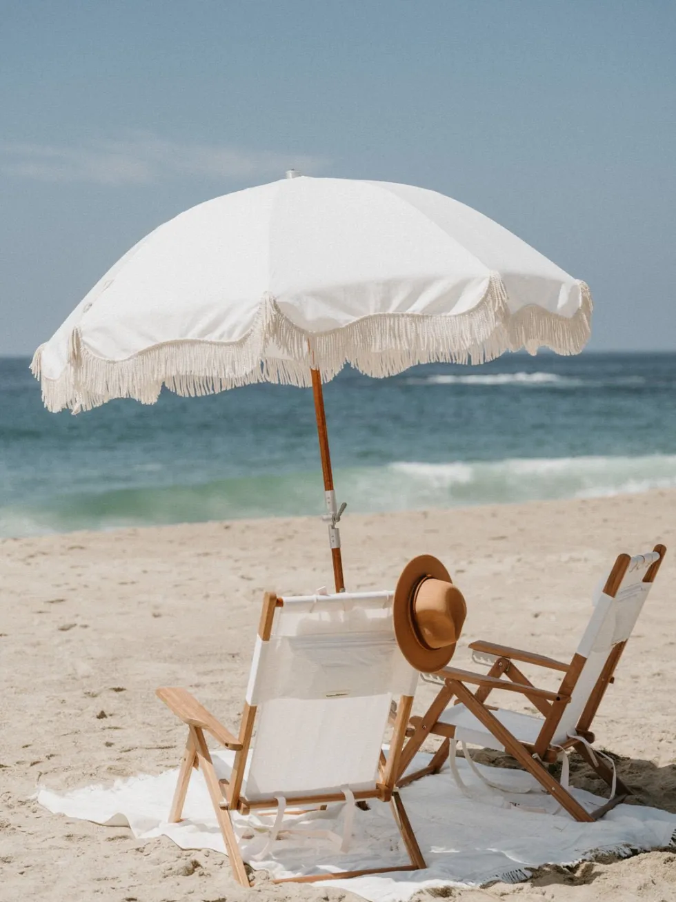 Parasol rond en tissu blanc antique The Premium - Business & Pleasure