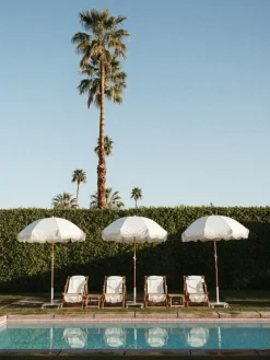 Parasol rond en tissu blanc antique The Premium - Business & Pleasure
