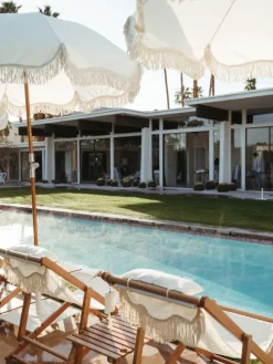 Parasol rond en tissu blanc antique The Premium - Business & Pleasure