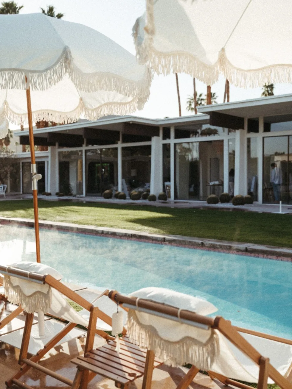 Parasol rond en tissu blanc antique The Premium - Business & Pleasure
