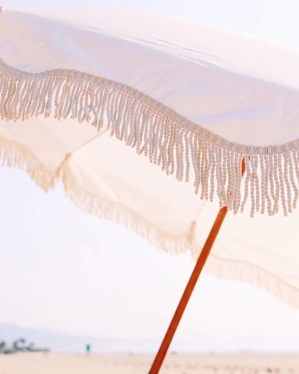 Parasol rond en tissu blanc antique The Premium - Business & Pleasure