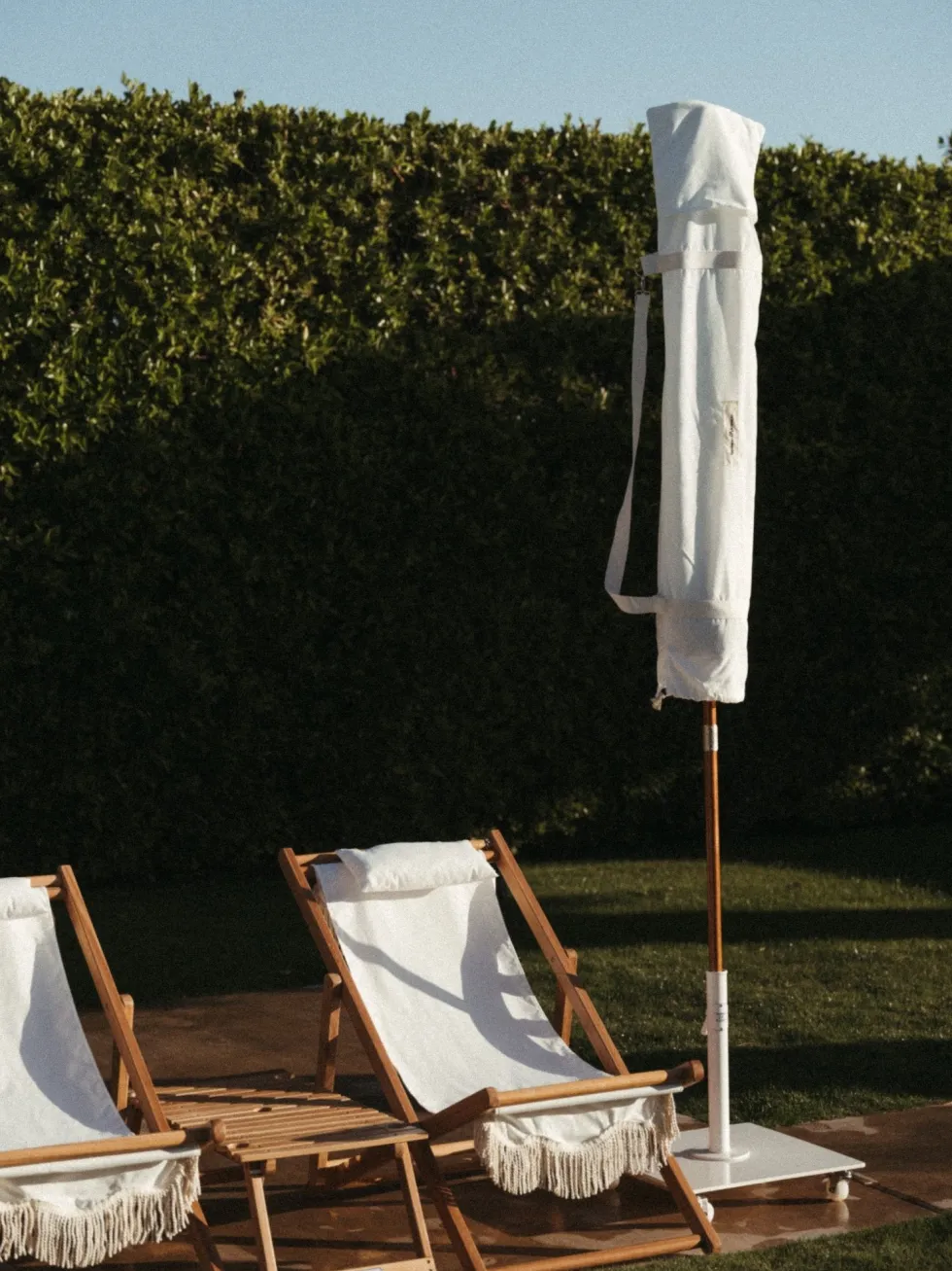 Parasol rond en tissu blanc antique The Premium - Business & Pleasure