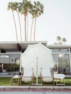 Parasol rond en tissu blanc antique The Premium - Business & Pleasure