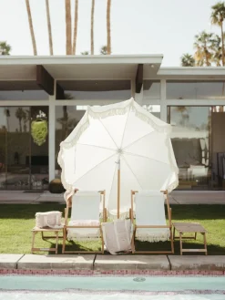 Parasol rond en tissu blanc antique The Premium - Business & Pleasure