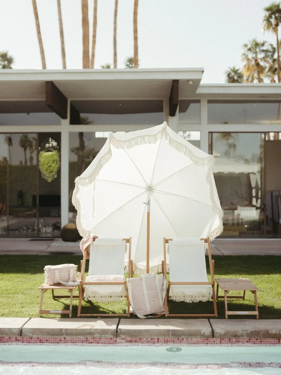 Parasol rond en tissu blanc antique The Premium - Business & Pleasure