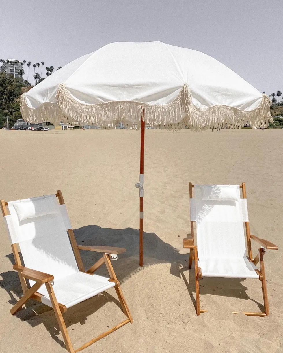 Parasol rond en tissu blanc antique The Premium - Business & Pleasure