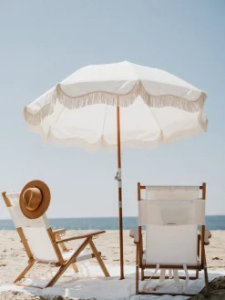 Parasol rond en tissu blanc antique The Premium - Business & Pleasure