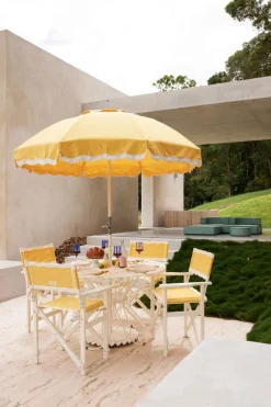 Parasol rond en tissu jaune Rivie Mimosa 220cm The Club - Business & Pleasure