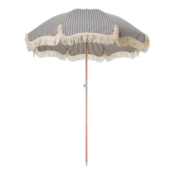 Parasol rond en tissu à rayures bleu marine Laurens Stripe The Premium - Business & Pleasure