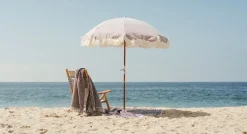Parasol rond en tissu à rayures bleu marine Laurens Stripe The Premium - Business & Pleasure