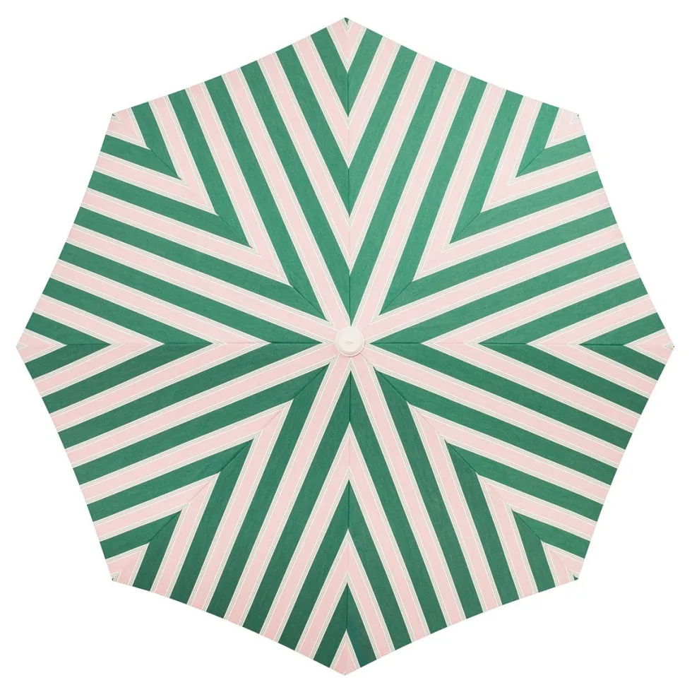 Parasol rond en tissu rayé vert et rose Bistro 200cm Amalfi - Business & Pleasure