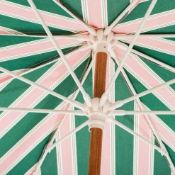 Parasol rond en tissu rayé vert et rose Bistro 200cm Amalfi - Business & Pleasure