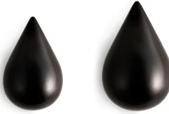 2 Patères en bois noires L Dropit noir - Normann Copenhagen