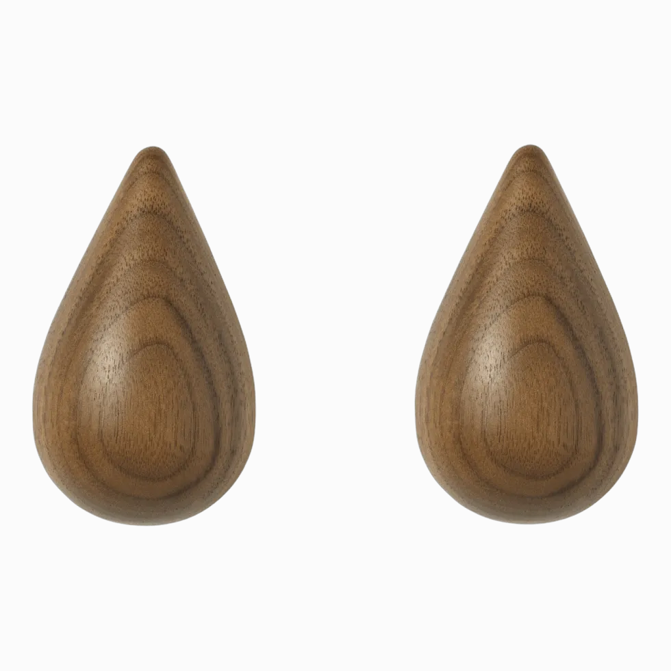 2 Patères en noyer naturel S Dropit Walnut - Normann Copenhagen